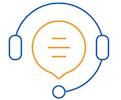 Customer Support Icon Blue and orange icon of a headset