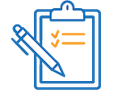 Icon of clipboard and a pencil