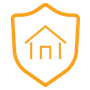 Icon showing a shield with a house inside it