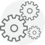Icon of three turning gears next to each other