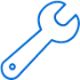 Blue icon of a wrench