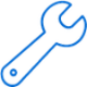 Wrench Icon Blue icon of a wrench
