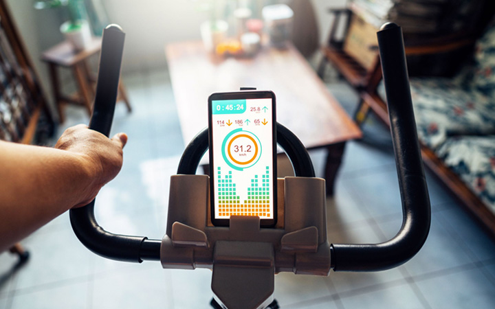 Mobile Device Connected to Fitness Equipment