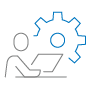 Wheel and Person Icon Icon of a person working and a rotating wheel
