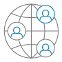 Global Icon Icon of a globe with three connected bubbles