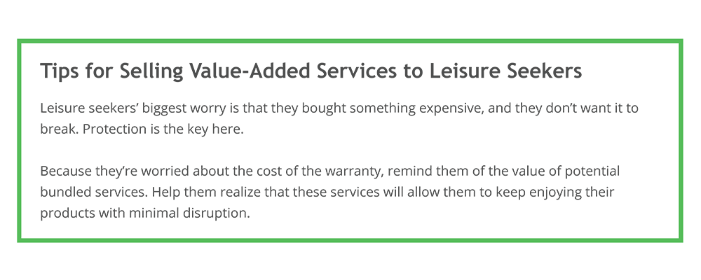 Tips for Selling Value-Added Services to Leisure Seekers.