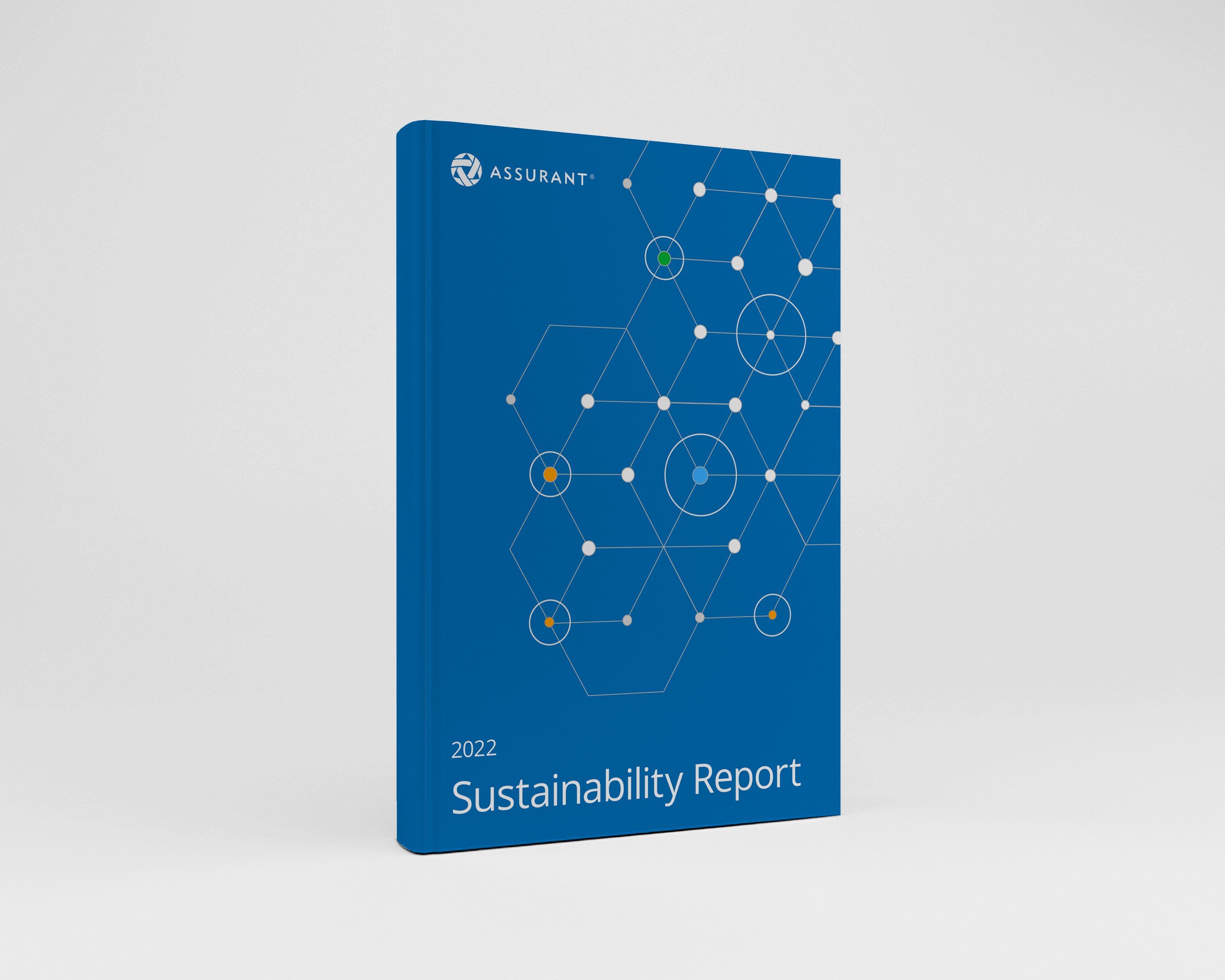 Image of a blue book cover detailing the 2022 Sustainability Report