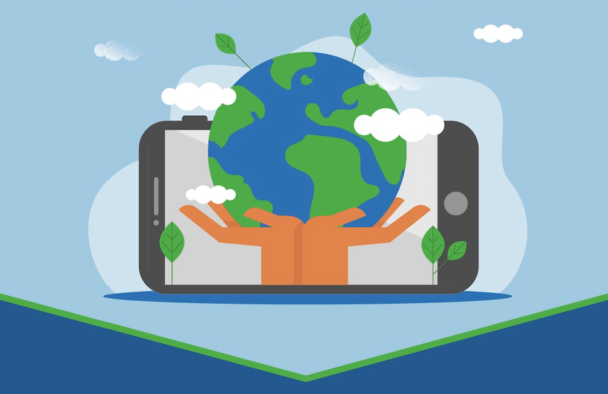 100 Million Devices Illustration of upcycled tablet and a globe