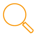 yellow icon of magnifying glass